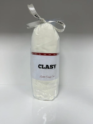 Clasy Ranforce Lastikli Çarşaf Seti Tek Kişilik Fitilli Çizgili Beyaz