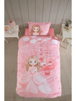 Clasy Ranforce Nevresim Takımı Tek Kişilik Sweet Princess V1 Pudra