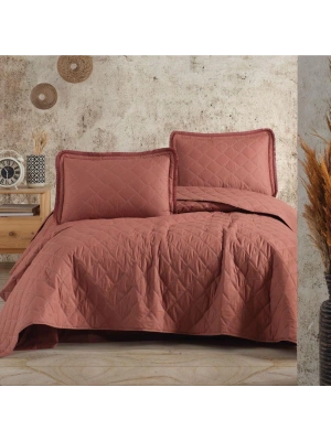 Clasy Ranforce Yatak Örtüsü Çift Kişilik Tafana V5 Kiremit