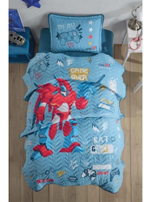 Clasy Ranforce Yatak Örtüsü Tek Kişilik Game Over V1 Mavi