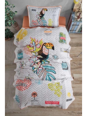 Clasy Ranforce Yatak Örtüsü Tek Kişilik Paradise V1 Somon