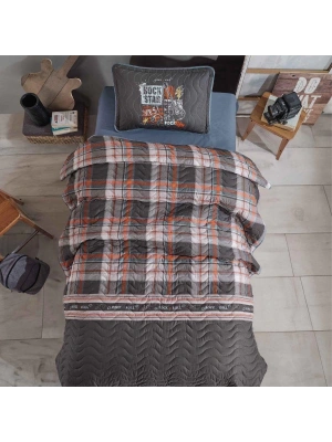 Clasy Ranforce Yatak Örtüsü Tek Kişilik Rock İn Roll V1 Gri