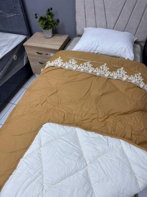 Clasy Saten %100 Pamuk Ranforce Tek kişilik Yorgan Osela V1 Zencefil