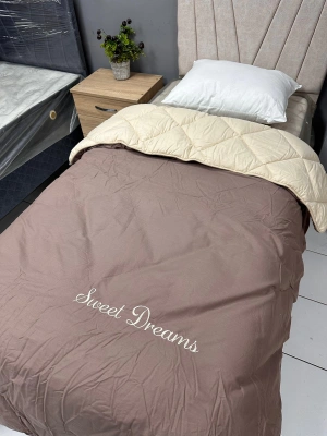 Clasy Saten %100 Pamuk Ranforce Tek kişilik Yorgan Sweet Dreams V3 Sarı-Gri