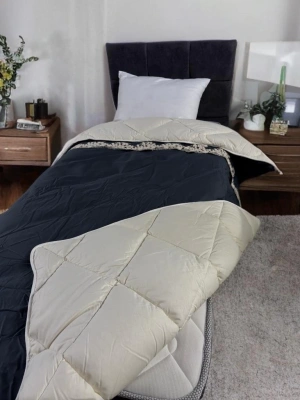 Clasy Saten %100 Pamuk Saten Tek kişilik Yorgan Osela V4 İndigo Gri