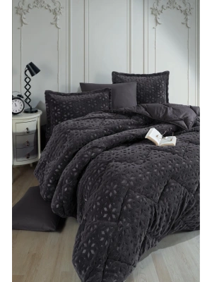 Clasy Wellsoft Jakarlı Çift Kişilik Uyku Seti Babil V1 Antrasit