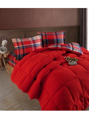 Clasy Wellsoft Yorgan Seti Çift Kişilik Life İs V3 Kırmızı