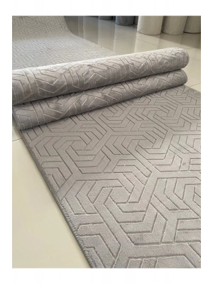 Filizon Armoni Kaymaz Taban Kesme Halı Yolluk Mutfak Halısı Gri