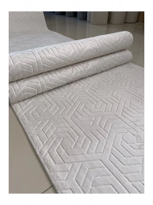 Filizon Lara Krem Armoni Kaymaz Taban Kesme Halı Yolluk Mutfak Halısı Salon Halısı Antre/Hol Halısı