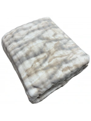 Merinos Harmony Çift Kişilik Peluş Battaniye 220x240 Kahve-Gri Renk Yeni Model Yeni Desen