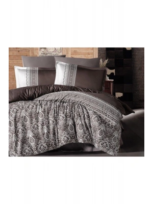 Nobel V2 Kahve Çift Kişilik Saten Nevresim Takımı