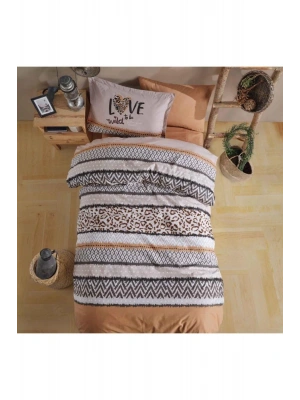 Ranforce 100% Pamuk Çift Kişilik Nevresim Takımı Afro V1 Somon