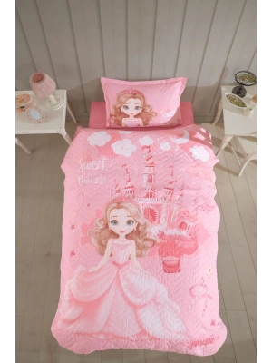 Ranforce %100 Pamuk Tek Kişilik Dört Mevsim Set Sweet Princess V1 Pudra