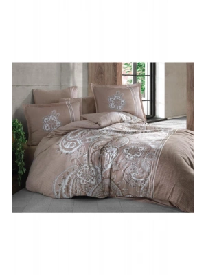 Saten Çift Kişilik Nevresim Takımı Pellini V1 Kahve