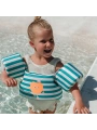 Sunnylife Çocuk Yüzme Kolluklu Can Yeleği 3-6 Yaş Poppy the Peach Green stripe
