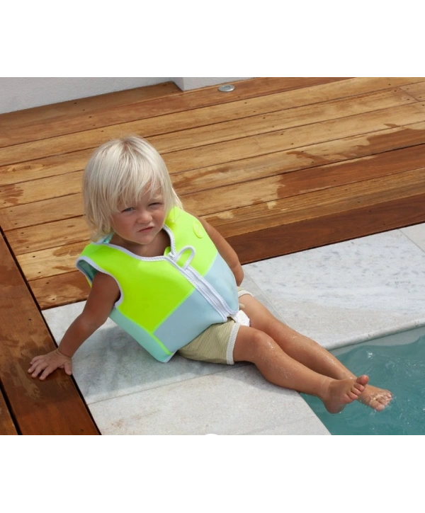 Sunnylife - Çocuk Yüzme Can Yeleği 1-2 Yaş Aqua Neon Yellow