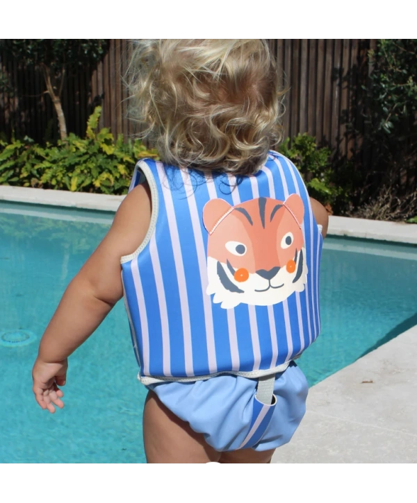 Sunnylife Çocuk Yüzme Can Yeleği 2-3 Yaş Tino the Tiger Blue