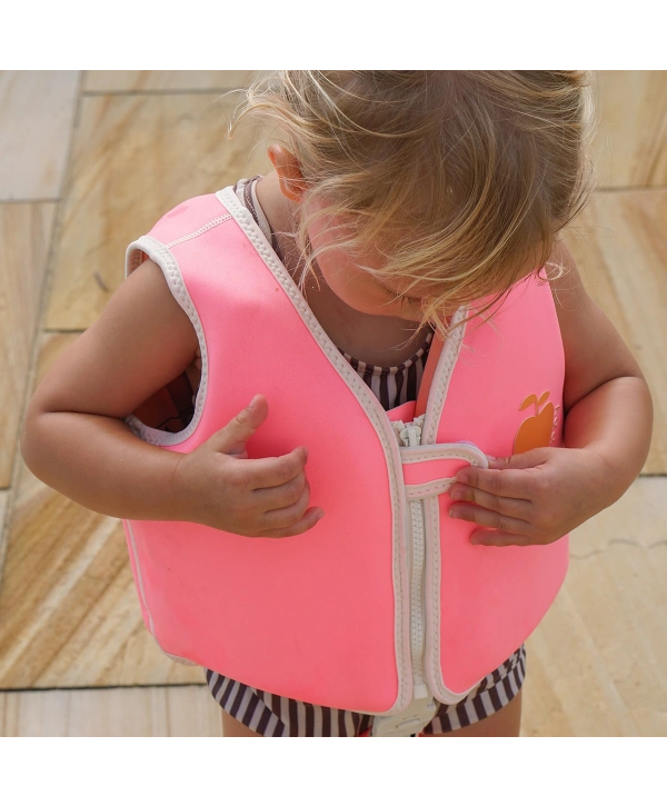 Sunnylife Çocuk Yüzme Can Yeleği 2-3 Yaş Poppy the Peach Neon Pink
