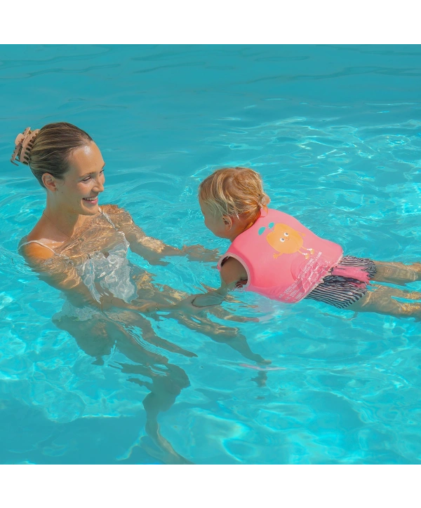 Sunnylife Çocuk Yüzme Can Yeleği 2-3 Yaş Poppy the Peach Neon Pink