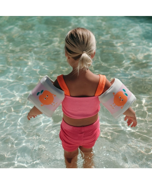 Sunnylife Çocuk Yüzme Kolluğu Poppy the Peach Pink Stripe