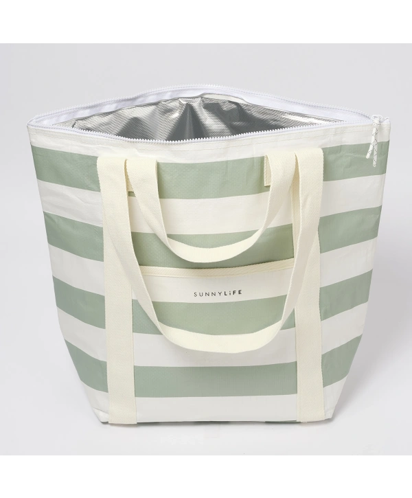 Sunnylife Soğutuculu Tote Plaj Çantası La Palma Sage Stripe