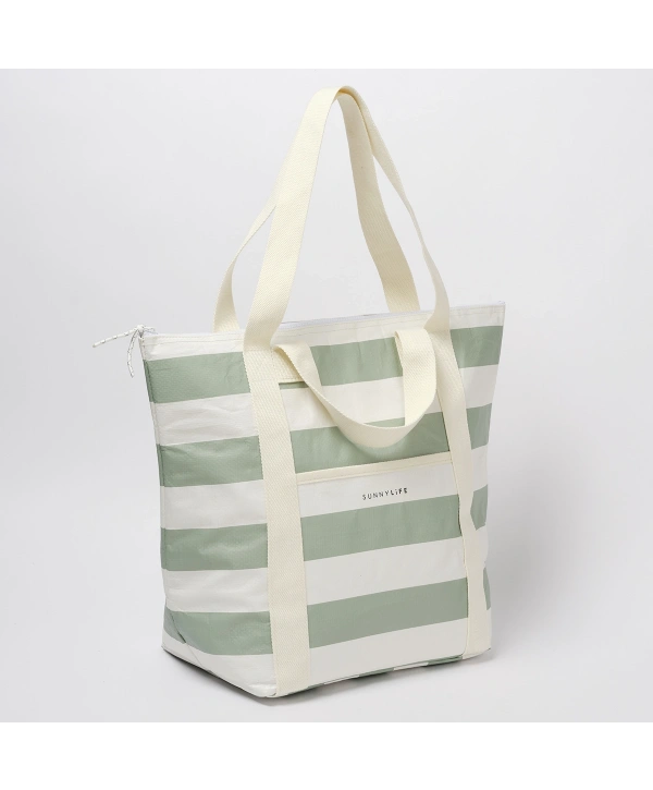 Sunnylife Soğutuculu Tote Plaj Çantası La Palma Sage Stripe