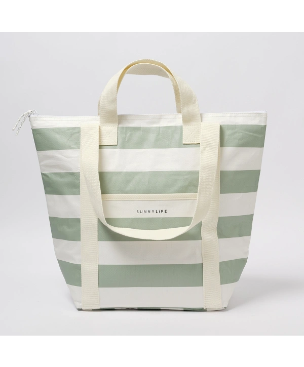 Sunnylife Soğutuculu Tote Plaj Çantası La Palma Sage Stripe
