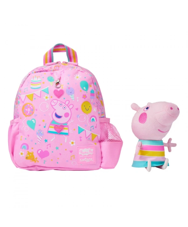 Smiggle - Peppa Pig Çıkarılabilir Oyuncaklı Kreş Okul Sırt Çantası