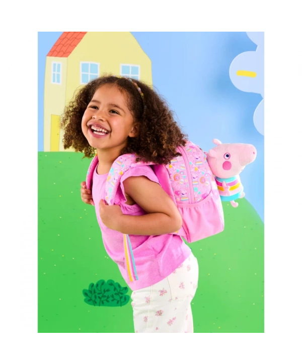 Smiggle - Peppa Pig Çıkarılabilir Oyuncaklı Kreş Okul Sırt Çantası
