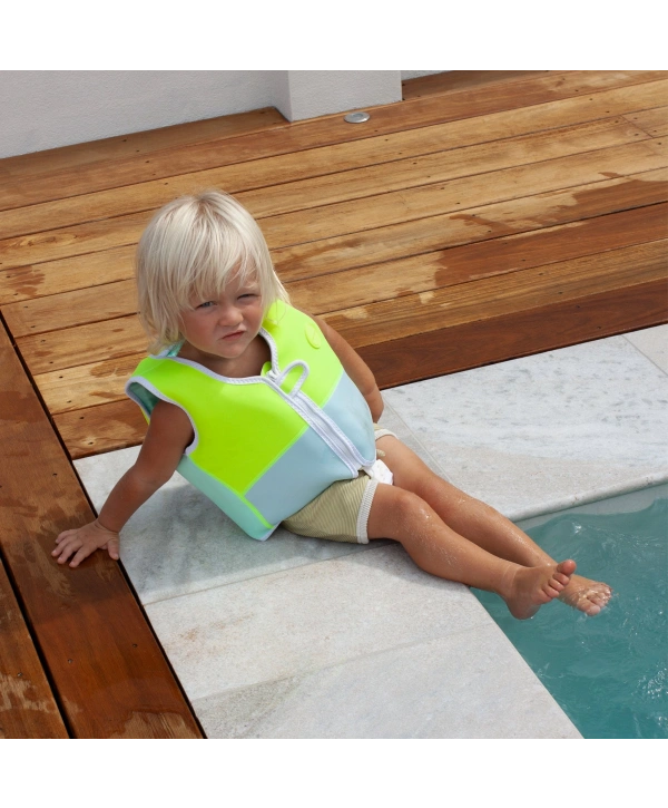 Sunnylife - Çocuk Yüzme Can Yeleği 2-3 Yaş Aqua Neon Yellow
