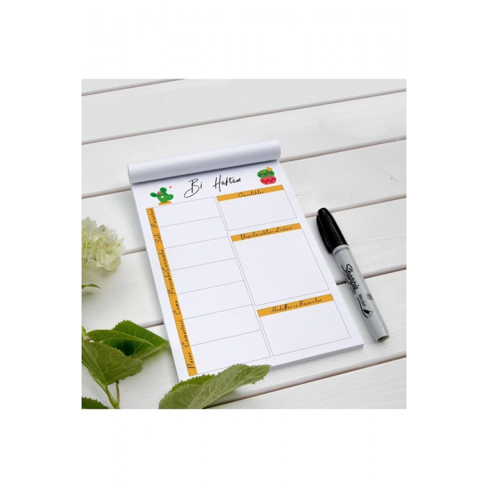 A5 Haftalık Planlayıcı - Weekly Planner - Ders Çalışma Planlayıcı Defter Kaktüs Teması