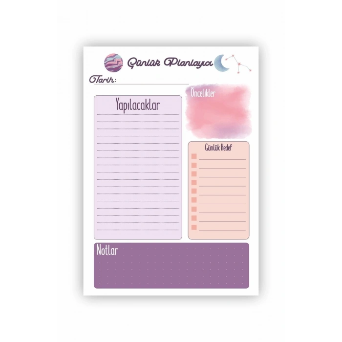 A5 Günlük Planlayıcı - Daily Planner - Ders Çalışma Planlayıcı Defter Uzay Teması