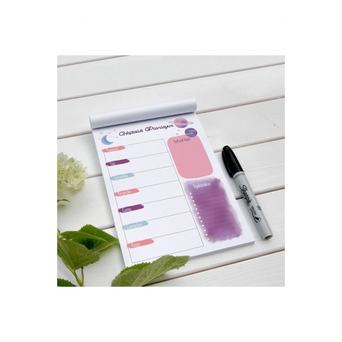 A5 Haftalık Planlayıcı - Weekly Planner - Ders Çalışma Planlayıcı Defter Uzay Teması