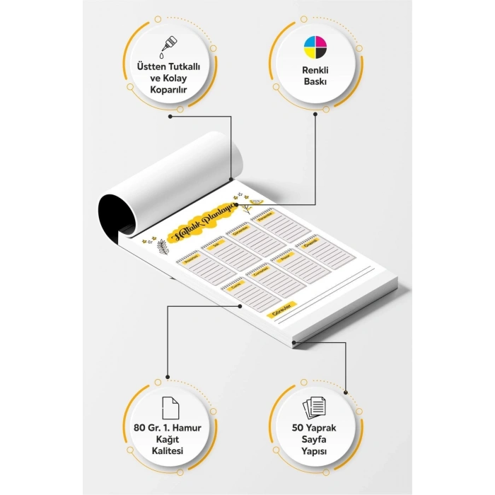 A5 Haftalık Planlayıcı - Weekly Planner - Ders Çalışma Planlayıcı Defter Çiçek Teması