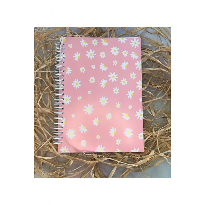 Papatyalı A5 | Spiralli | Kareli | 140 | Karton Kapak Okul Not Defteri