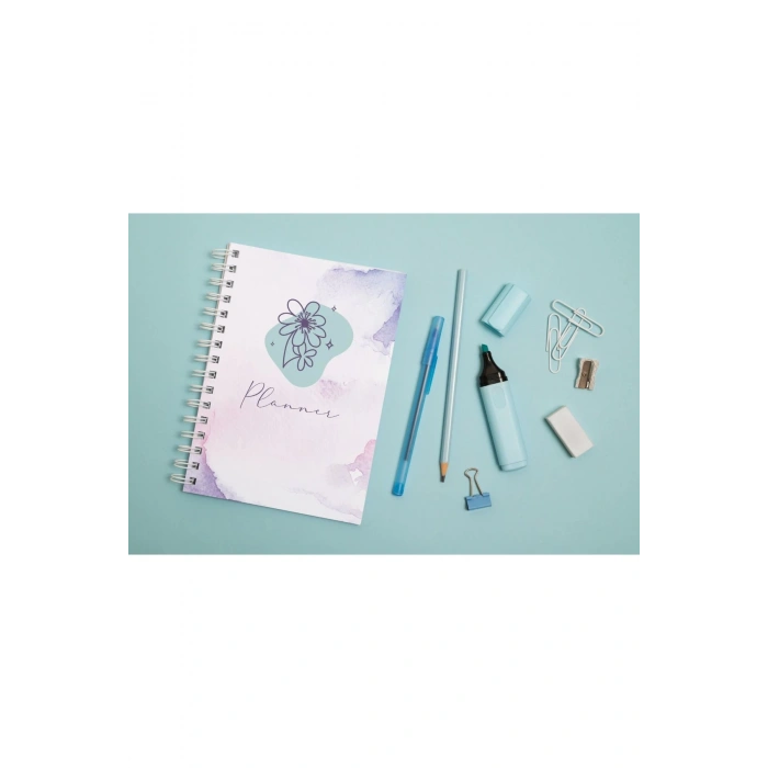 Muhan A5 Haftalık Ajanda / Haftalık Planlayıcı / 12 Aylık Motive Edici Mor Ajanda Defter