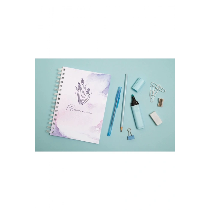 Muhan A5 Haftalık Ajanda / Haftalık Planlayıcı / 12 Aylık Motive Edici Mor Ajanda Defter