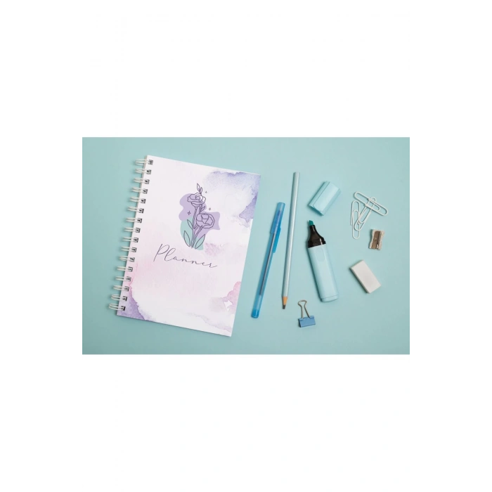 Muhan A5 Haftalık Ajanda / Haftalık Planlayıcı / 12 Aylık Motive Edici Mor Ajanda Defter