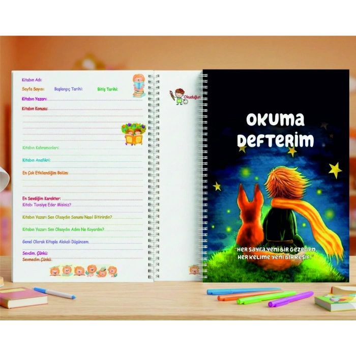 Küçük Prens Temalı Okuma Defteri - A5 Spiralli 50 Yaprak