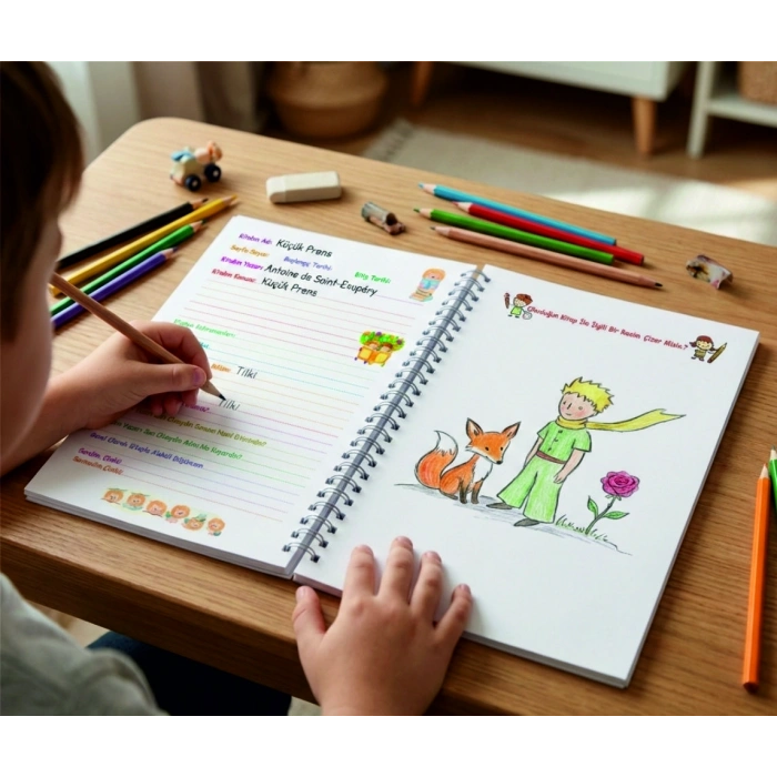 Küçük Prens Temalı Okuma Defteri - A5 Spiralli 50 Yaprak
