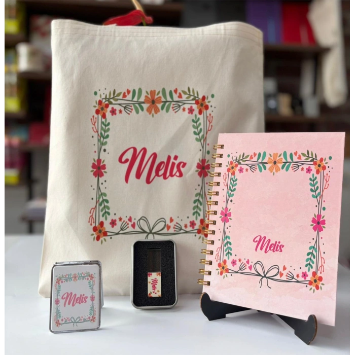 Çiçekli USBli Hediye Seti