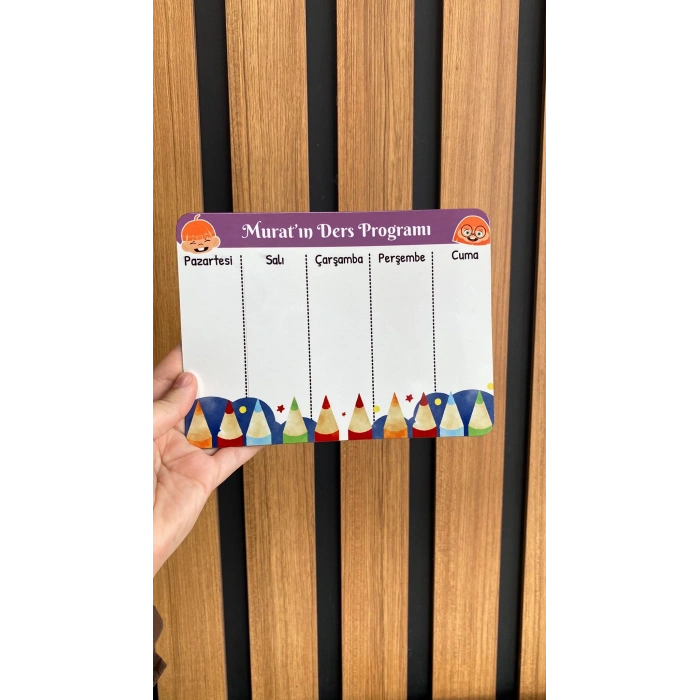 İsme Özel Magnetli Yaz/Sil Ders Programı