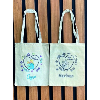 Anneler Günü Temalı İsme Özel Boyama Çantaları