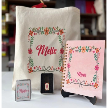 Çiçekli USBli Hediye Seti