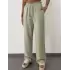 BELİ LASTİKLİ KETEN PANTOLON YEŞİL