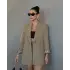 Leopar Astarlı Şal Yaka Blazer Ceket Haki