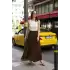Premium Seri Kırışık Uzun Etek-Kahverengi