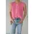 Gold Düğme Triko Yelek-Pembe