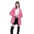 Atlas Kumaş Büzgü Kol Pembe Blazer Ceket