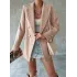 DÜĞMELİ ASTARLI KAHVERENGİ BLAZER KAŞE CEKET KABAN